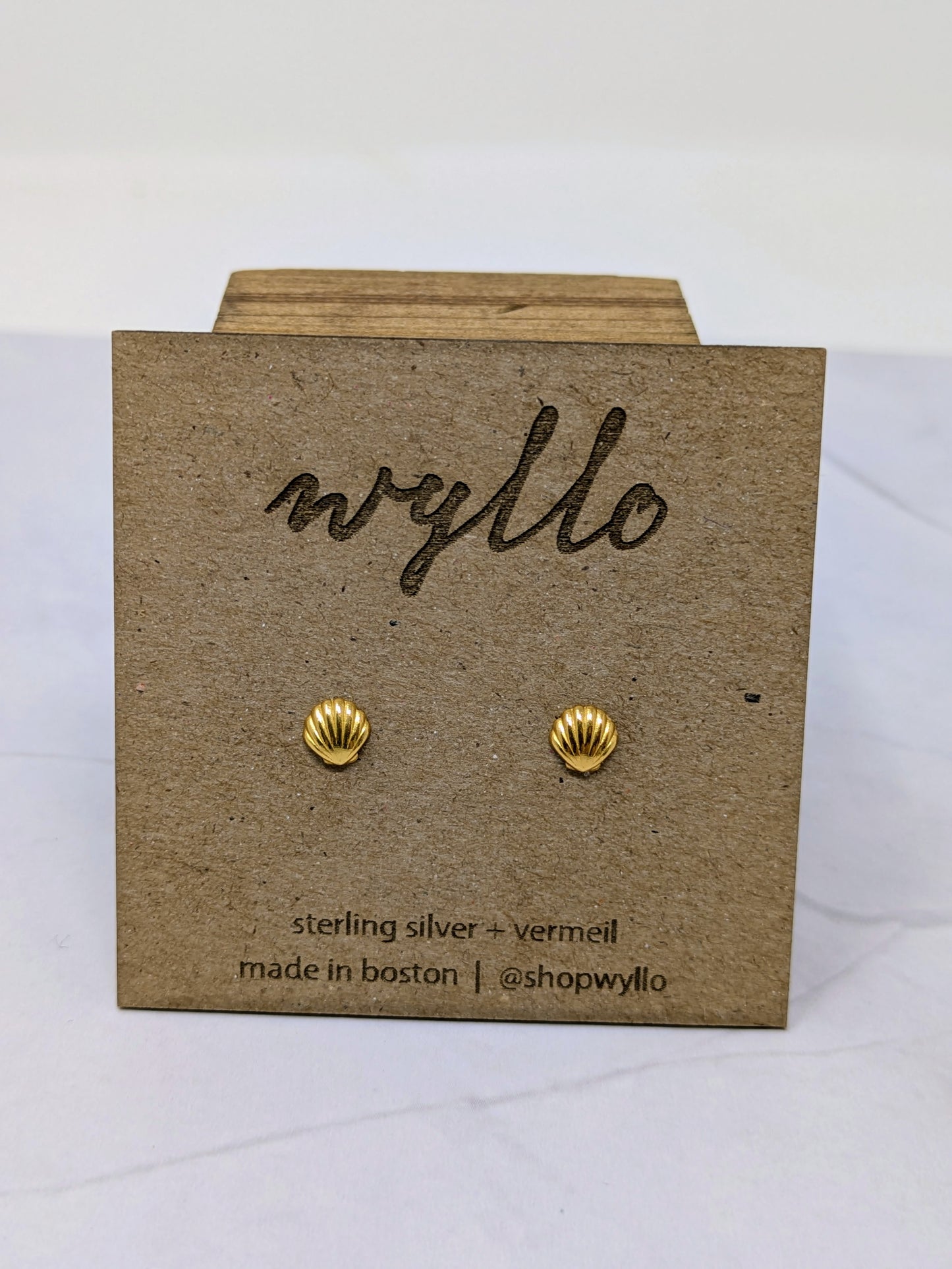 Yellow Gold Shell Studs