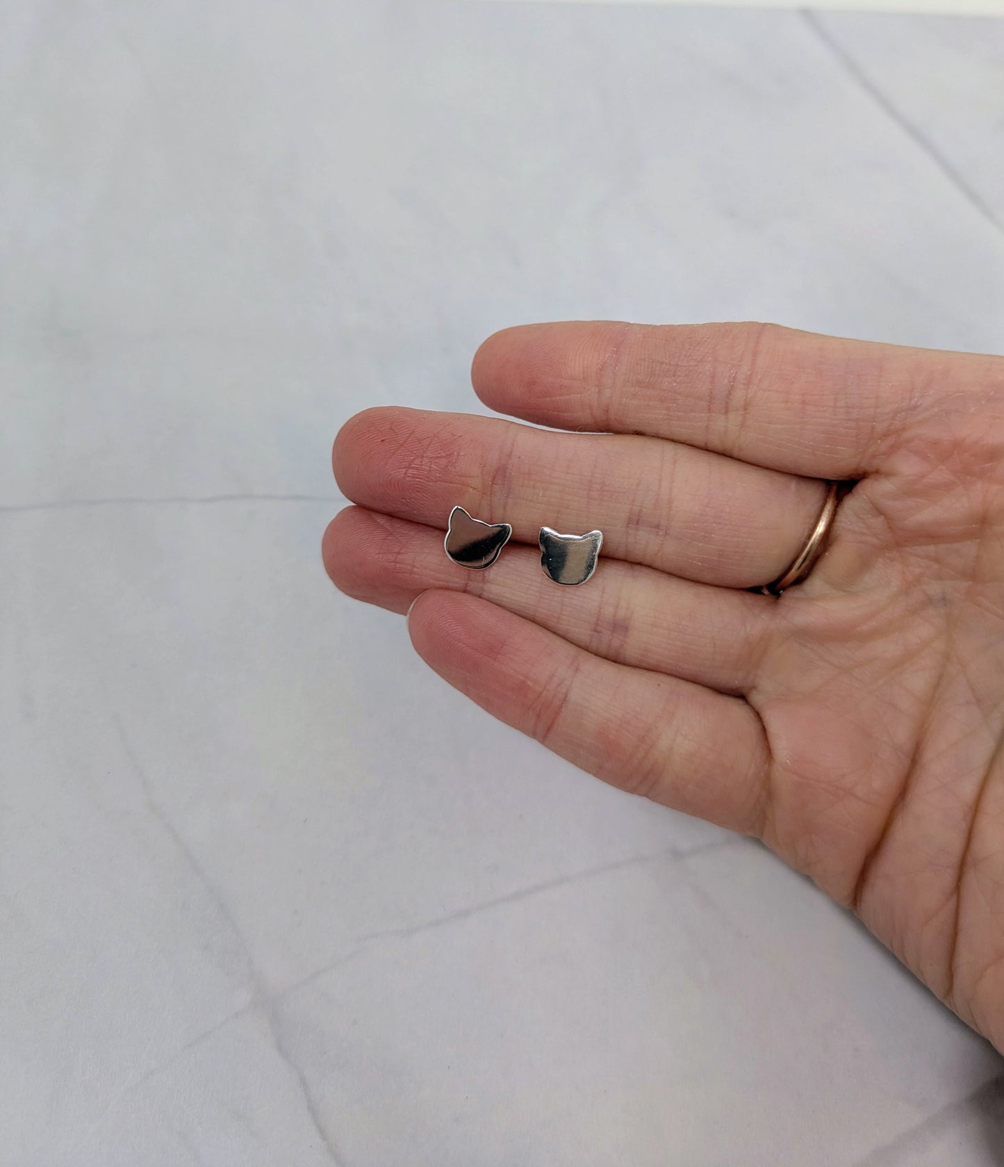 Sterling Silver Cat Studs