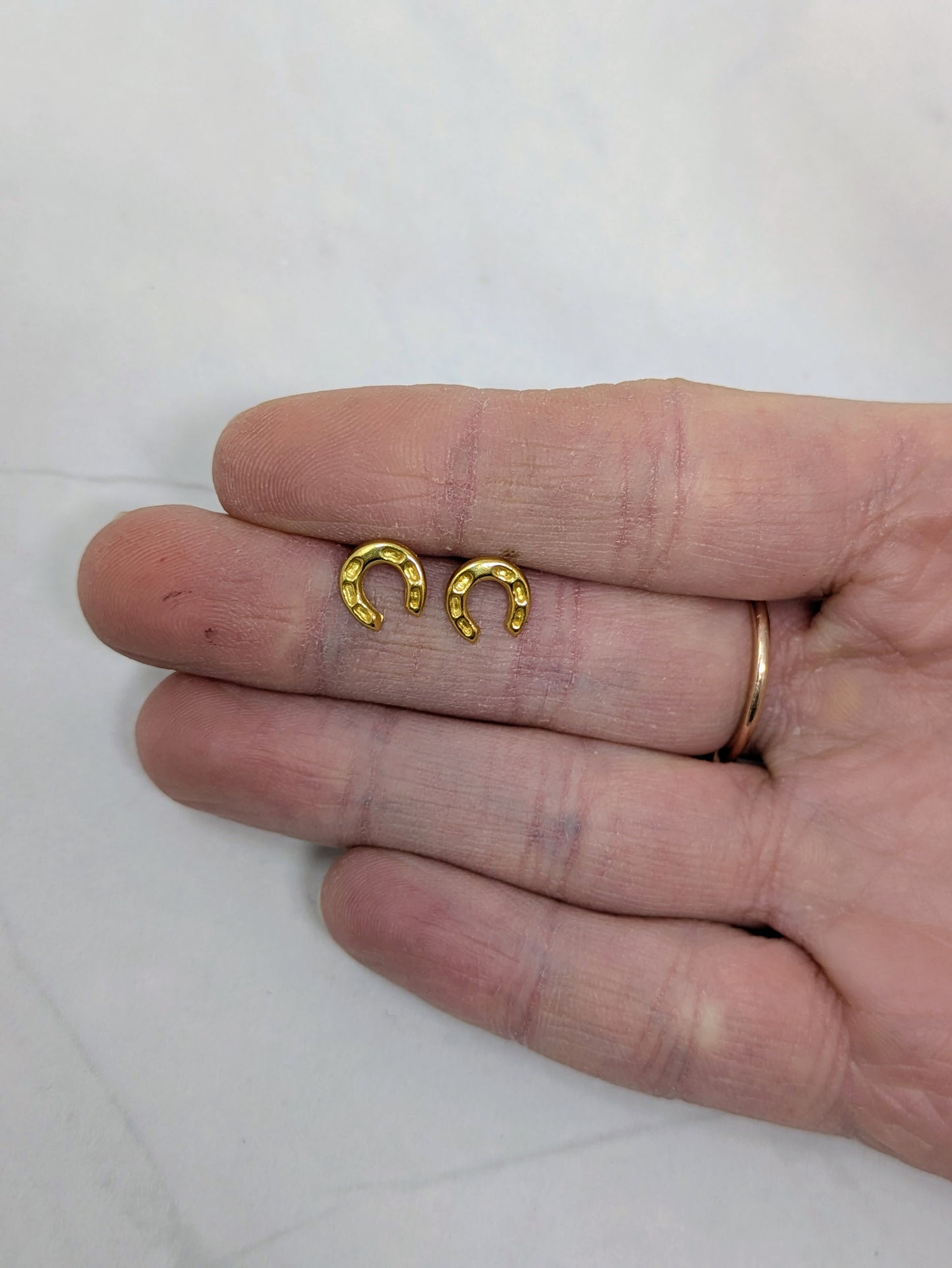 Yellow Gold Horseshoe Studs