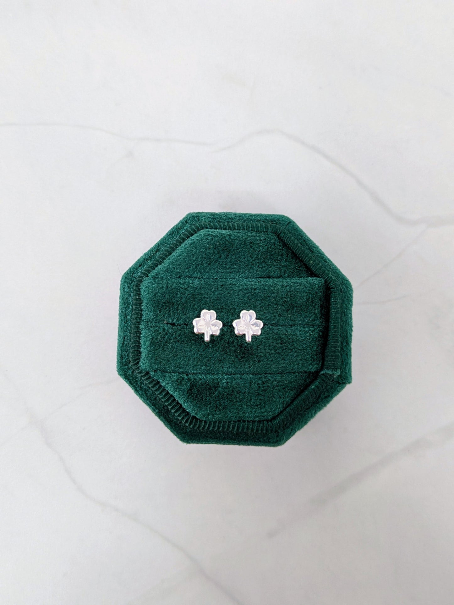 Silver Four Leaf Clover Studs