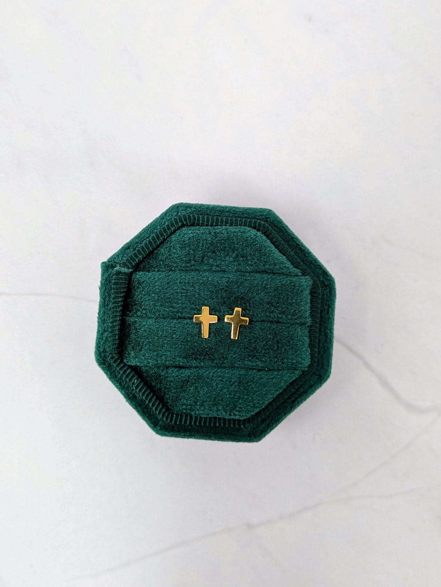 Yellow Gold Cross Studs