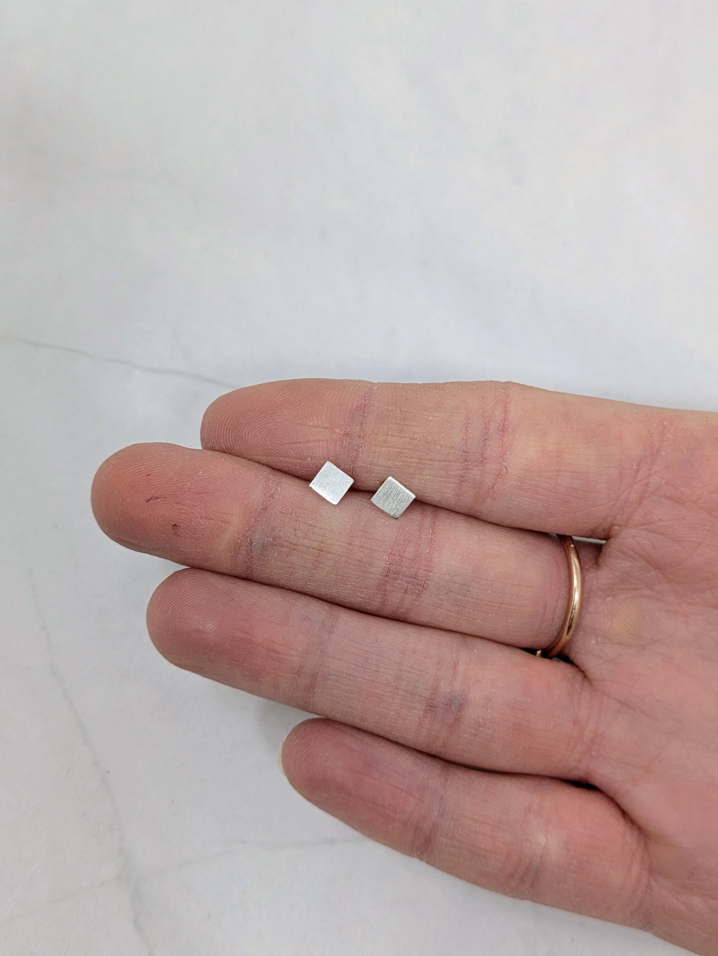 Silver Square Studs