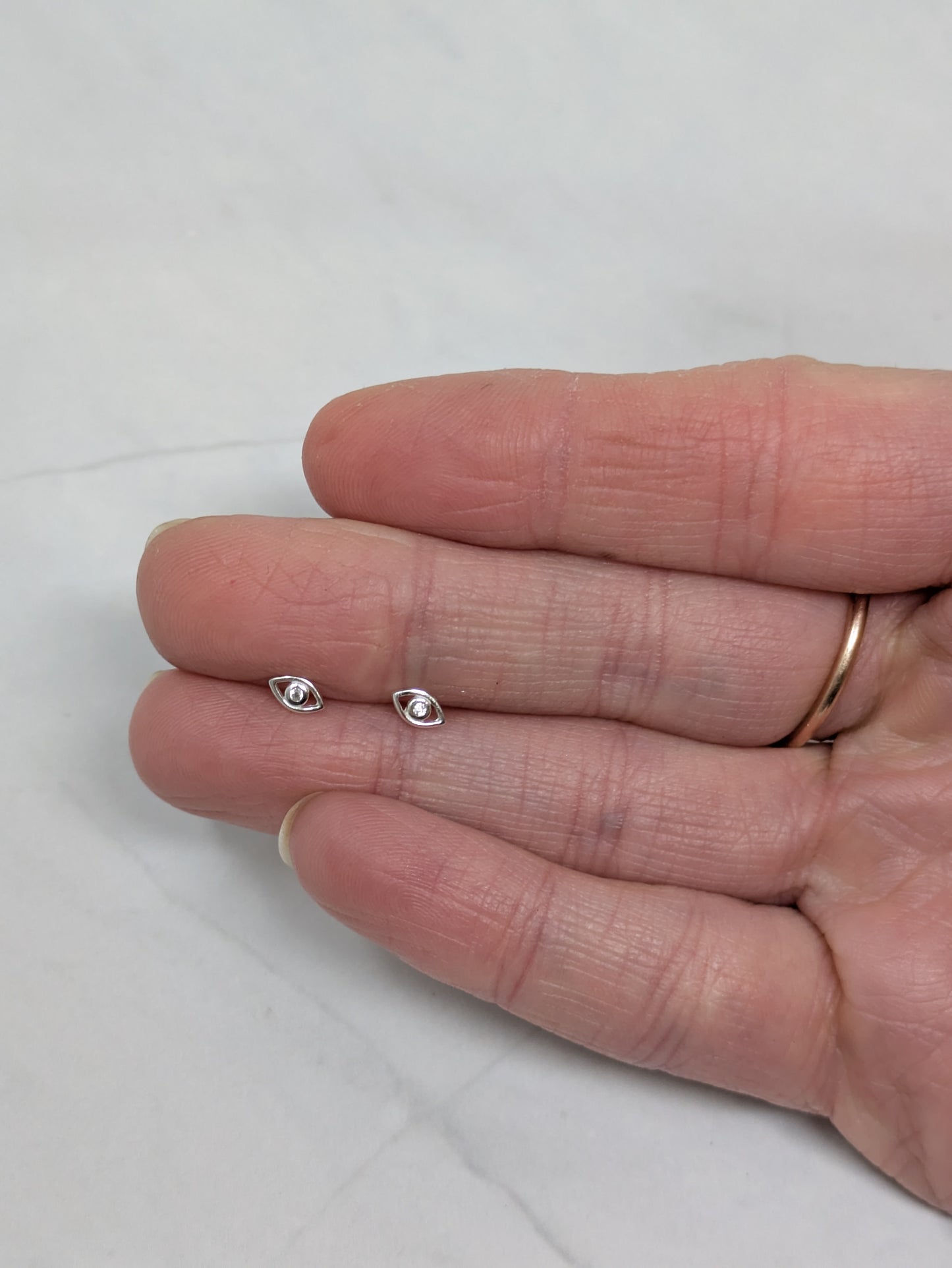 Tiny Silver CZ Eye Studs