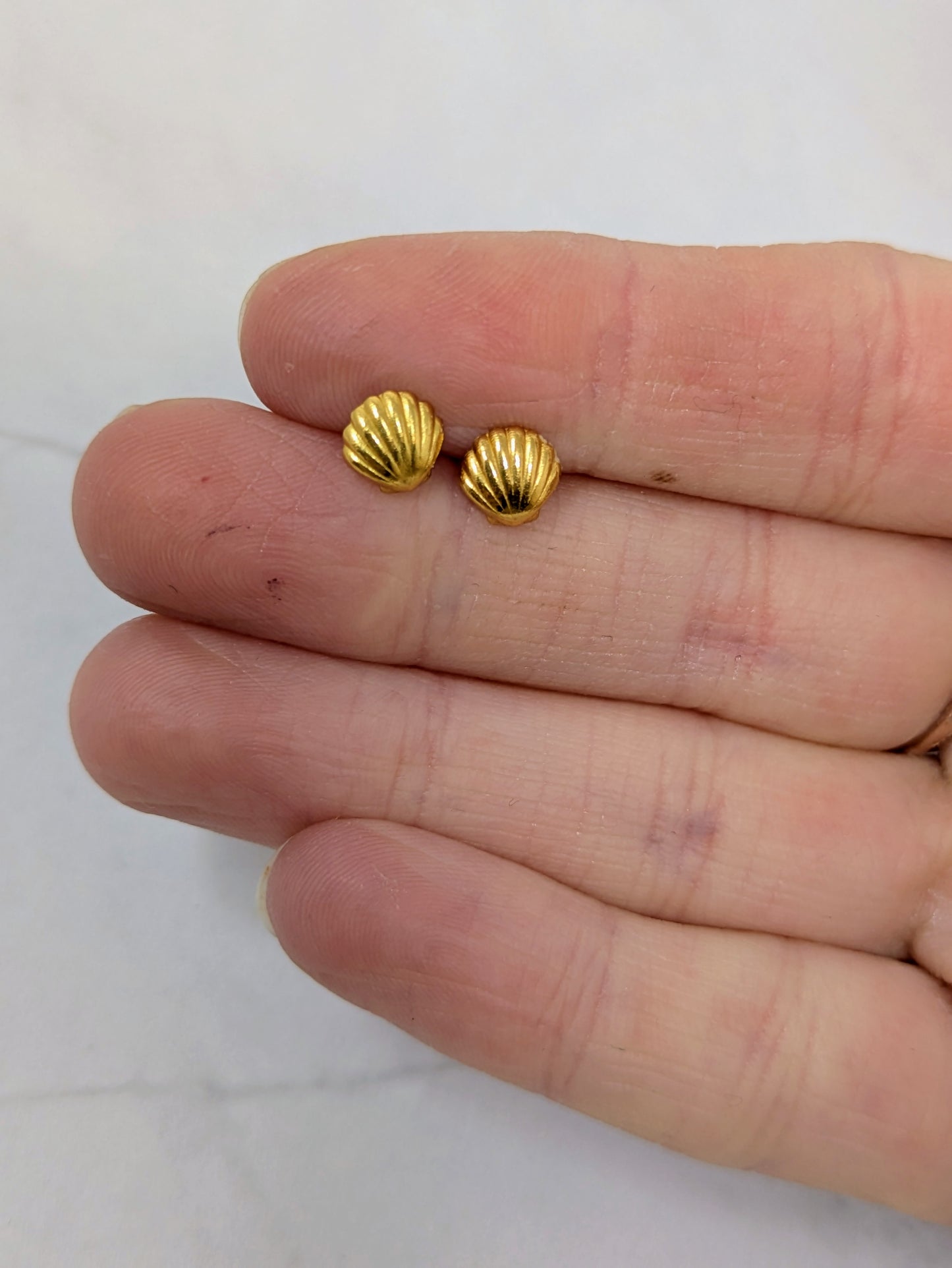 Yellow Gold Shell Studs