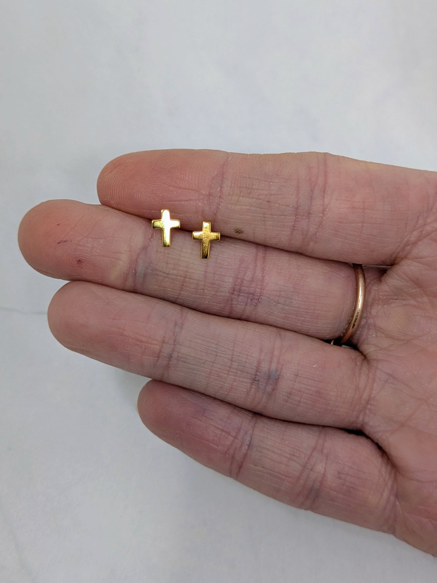 Yellow Gold Cross Studs