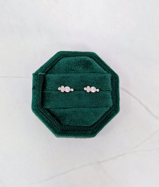 Silver Bezel Bubble Studs