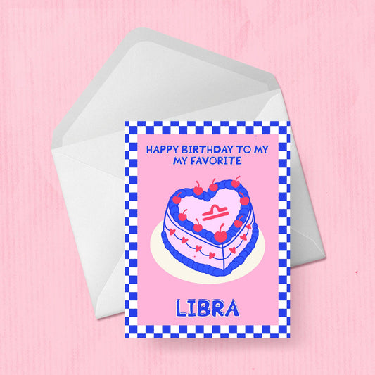 Libra Astrological Cake Birthday Card