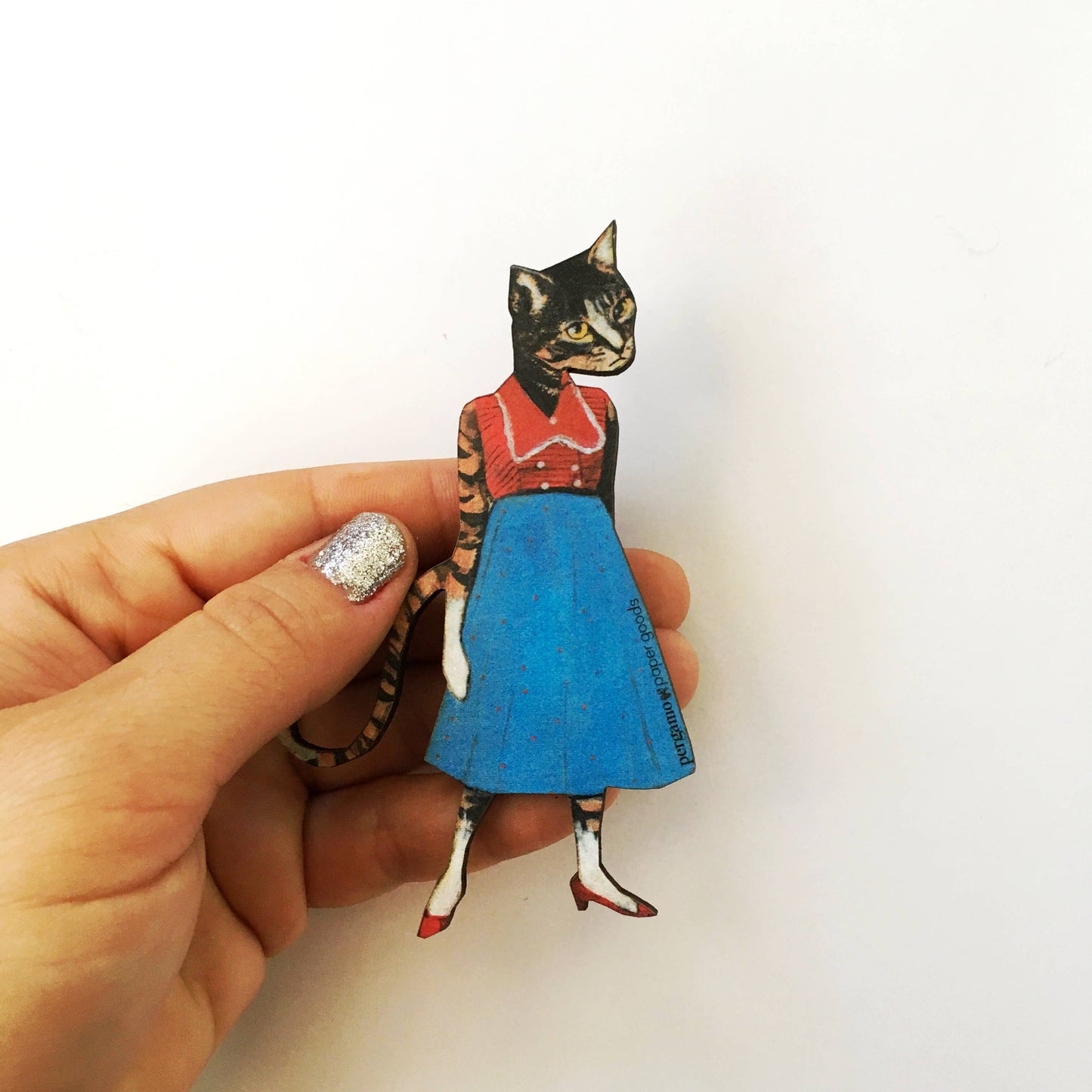 Cat Lady Wood Magnet
