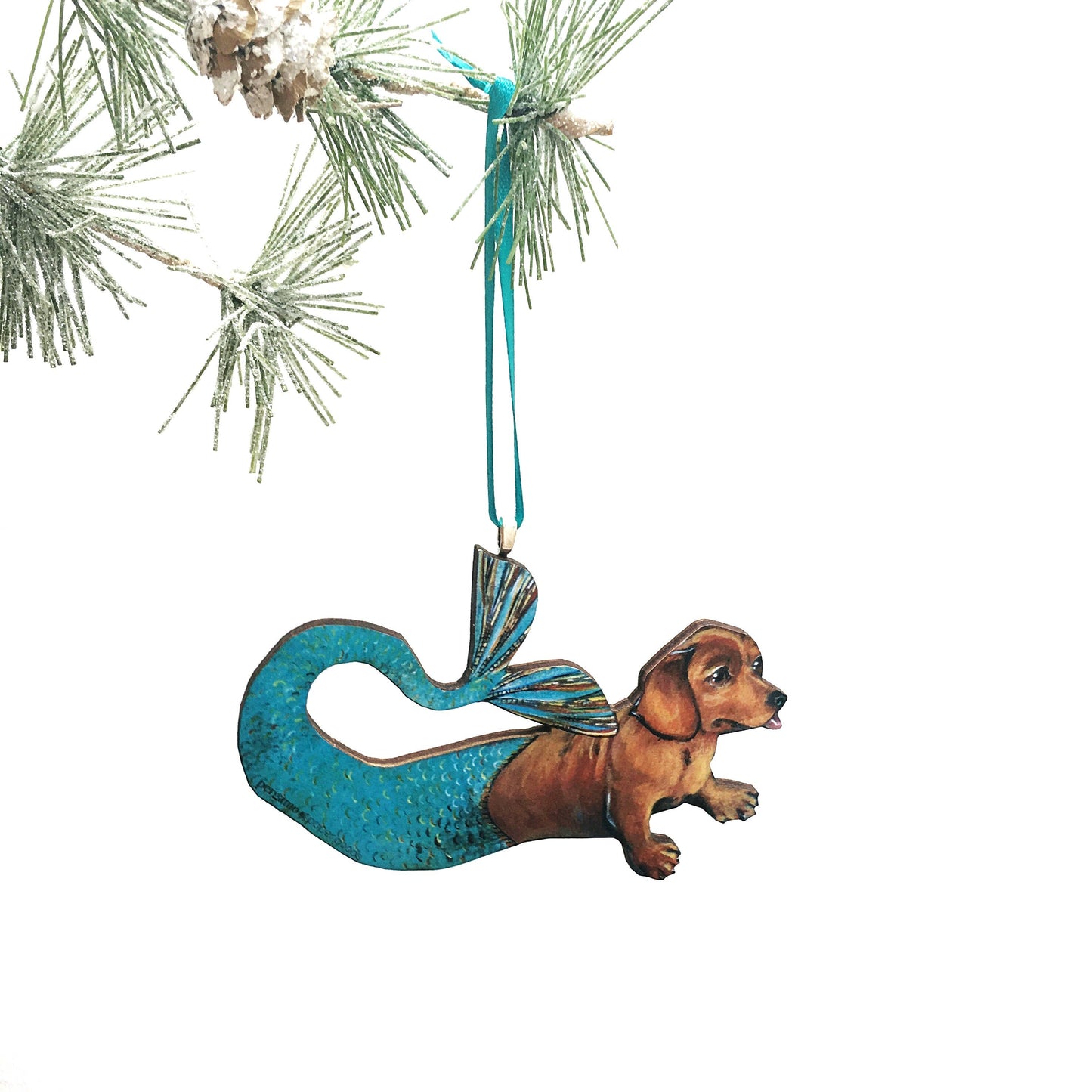 Mermaid Dachshund Christmas Ornament