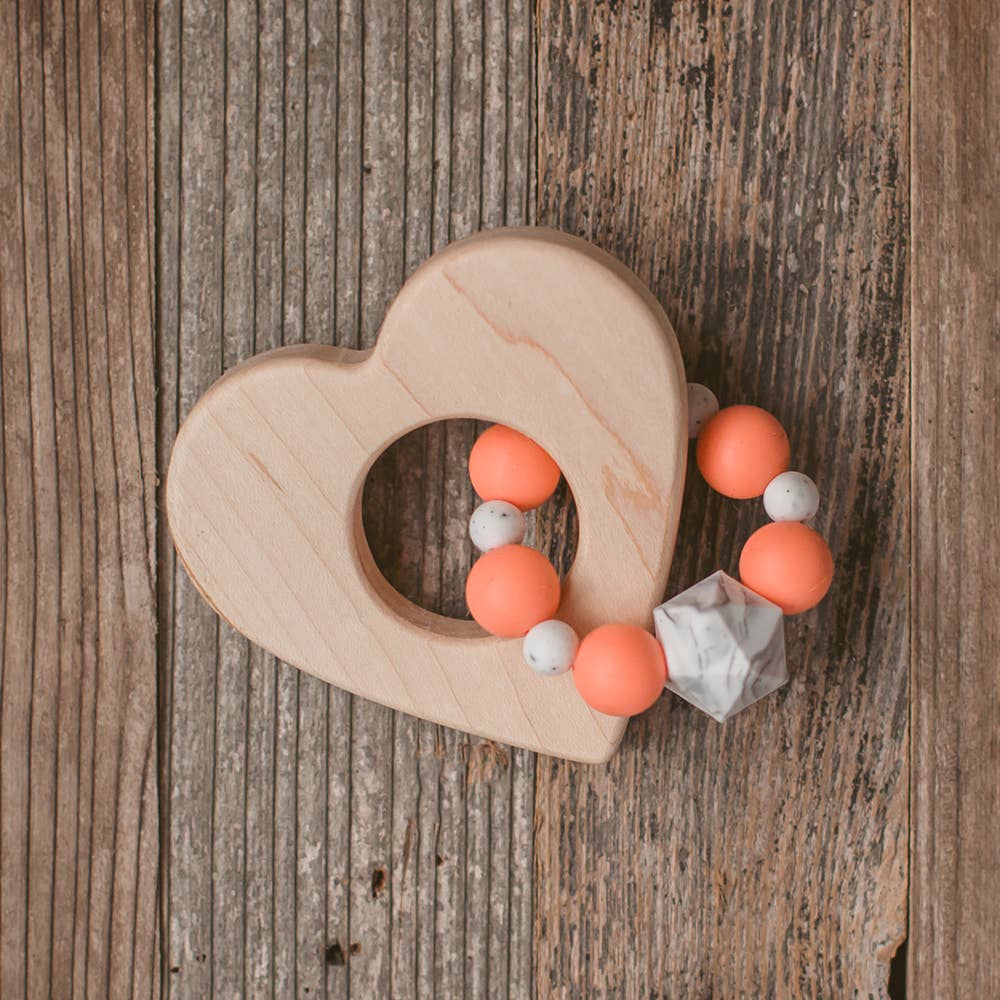 Wood and Silicone Bead Heart Teether