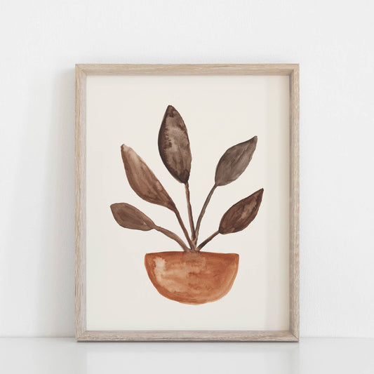 Sprouted Plant Watercolor Art Print 8x10
