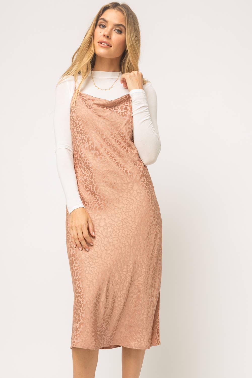 Blush Cheetah Print Slip Dress