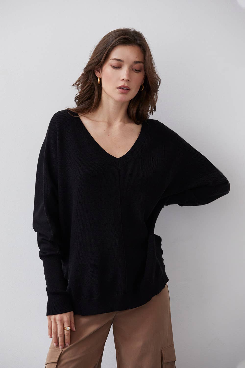 Black V Neck Monica Sweater