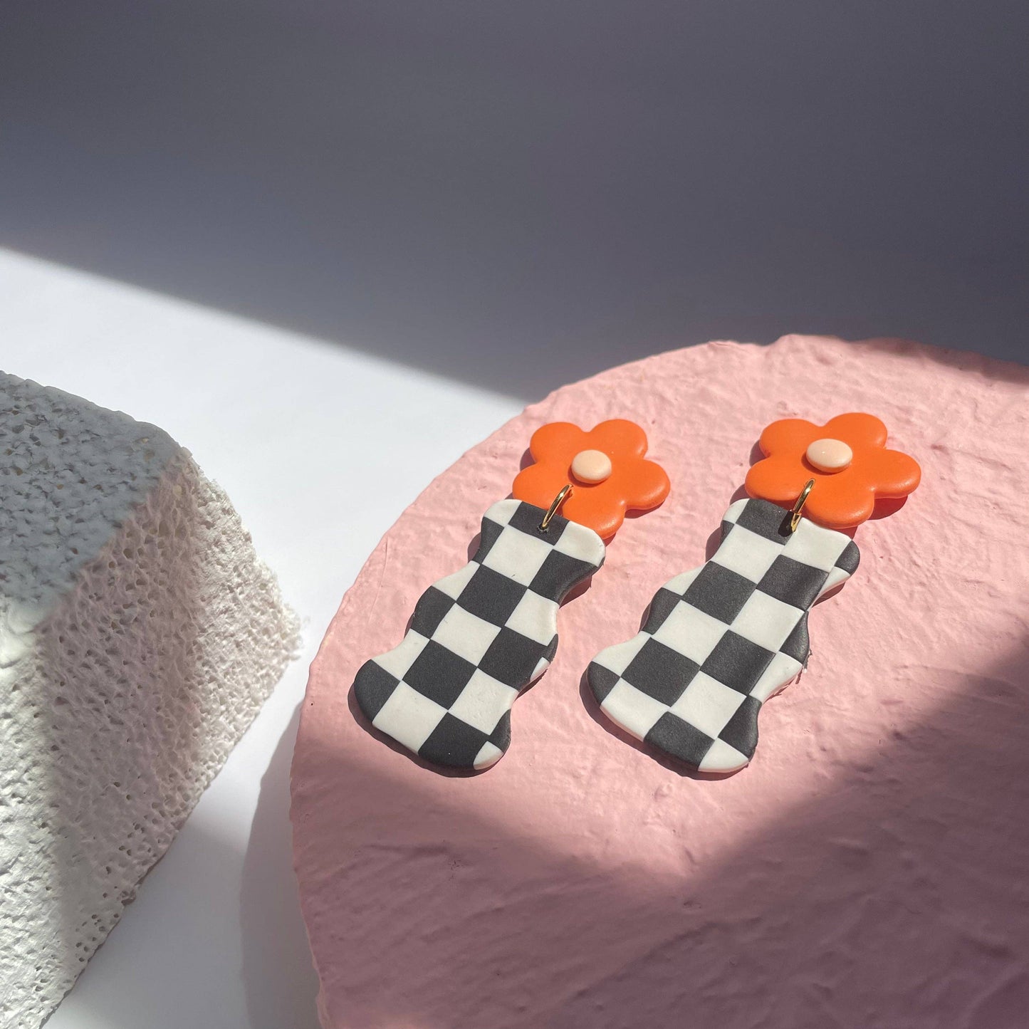 Funky Checker Vase Earrings