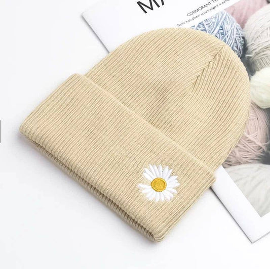Cream Daisy beanie