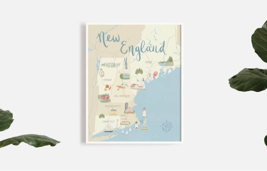 New England Map Print