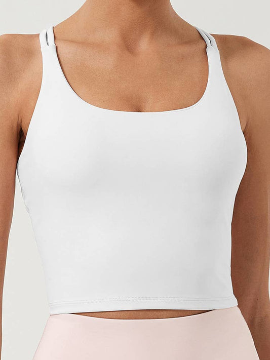 White Cropped Racerback Top