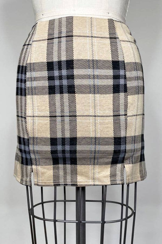 Taupe Plaid Skirt