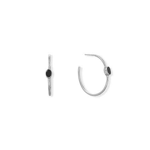 Oval Onyx Hoop Earrings