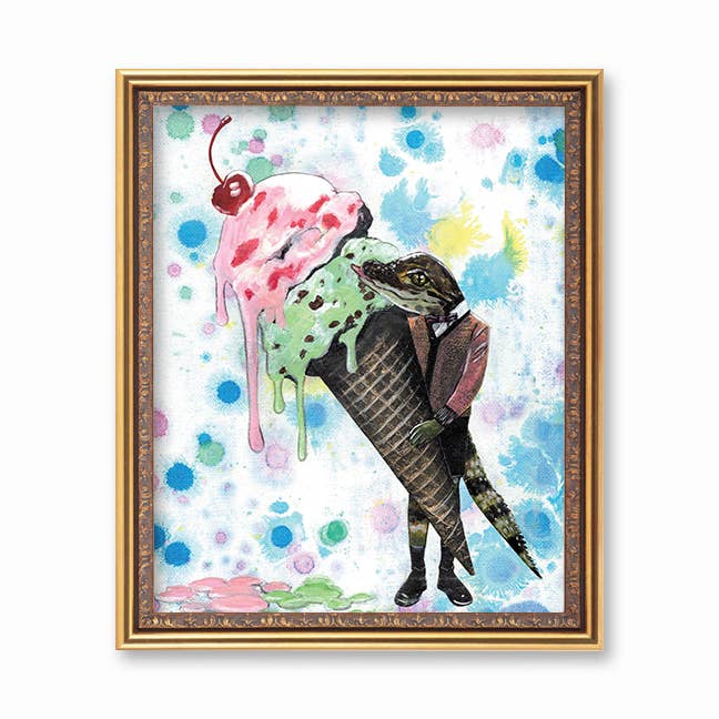 Ice Cream Alligator 8x10" Art Print
