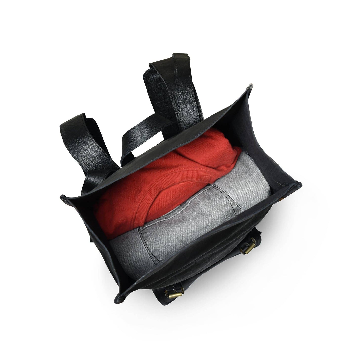 Black Leather Rolltop Backpack