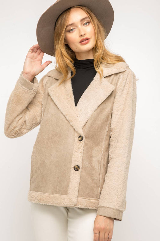 Faux Fur Lined Suede Jacket