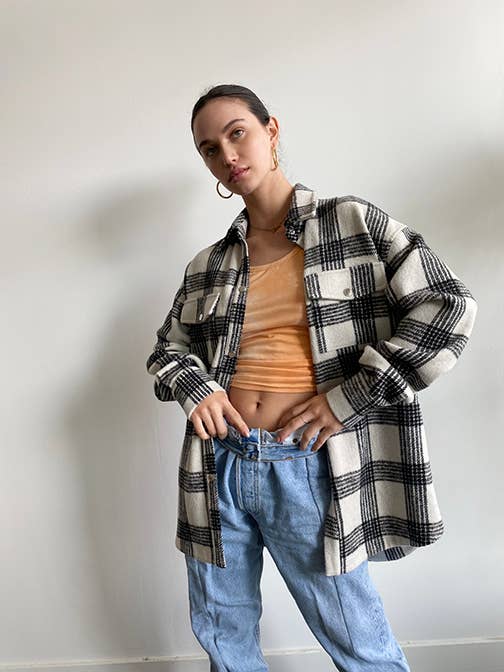 Ivory Plaid Shacket