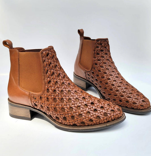 Handwoven Leather Chelsea Boots