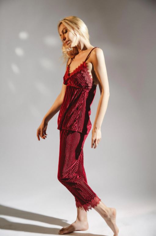 Burgundy Velvet Lounge Pants