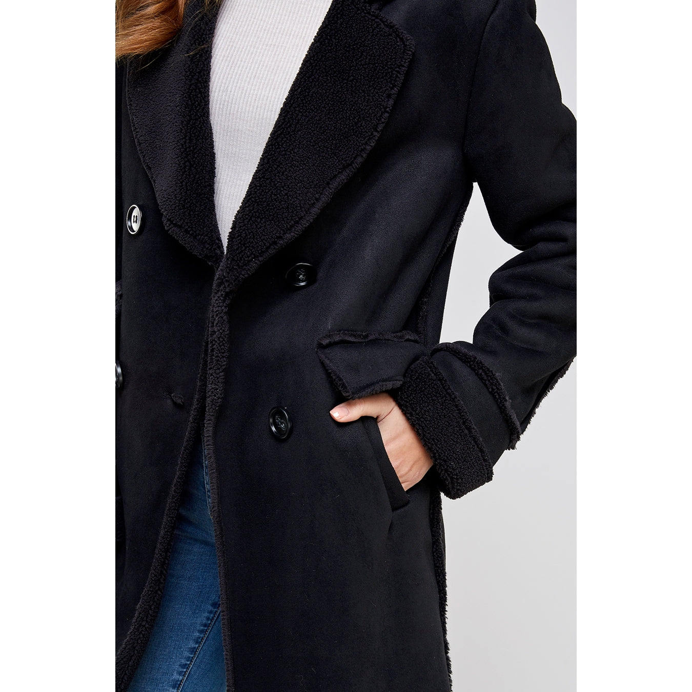 Faux Fur Suede Long Coat