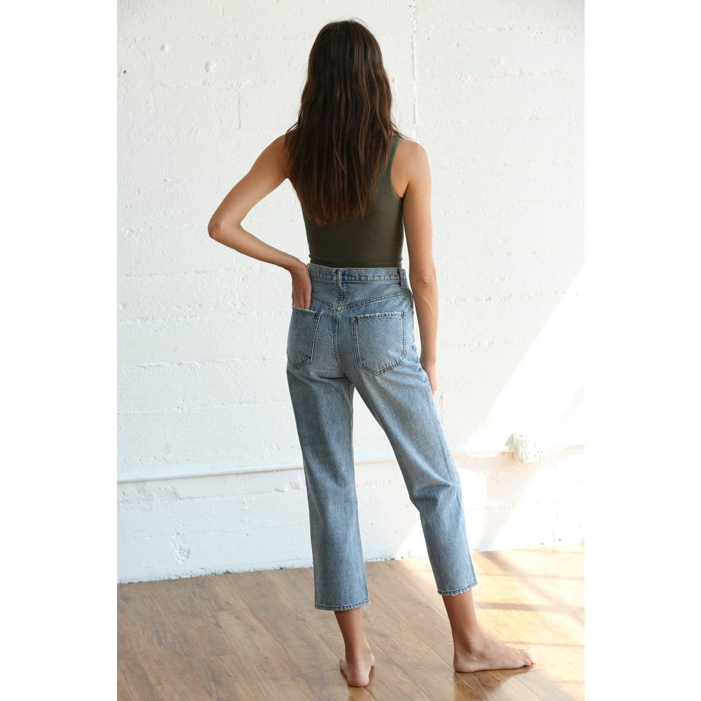 Cropped Denim Straight Jeans
