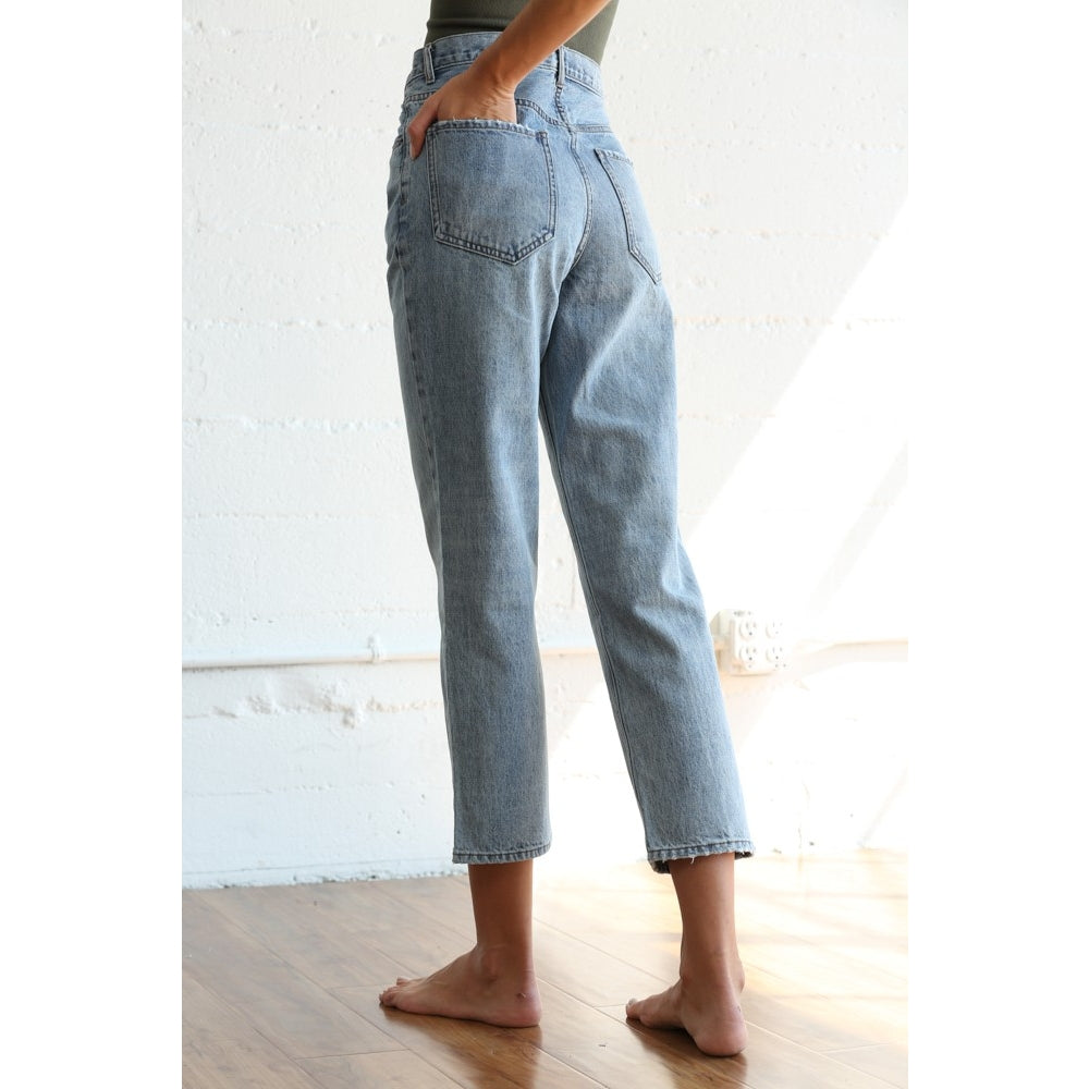 Cropped Denim Straight Jeans