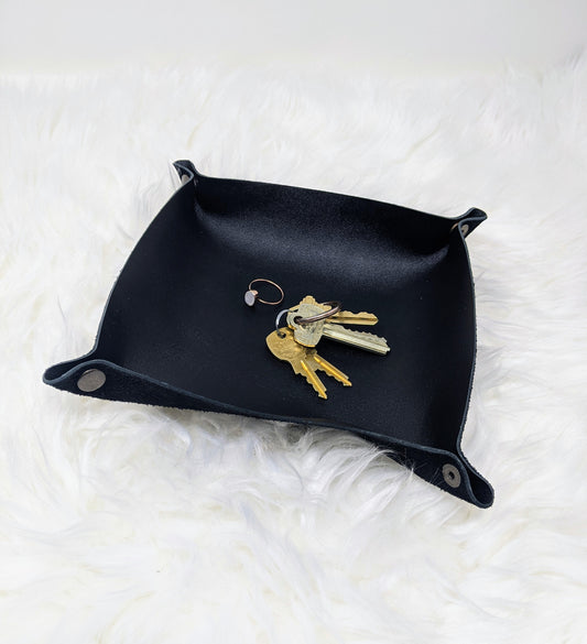 black leather catchall tray