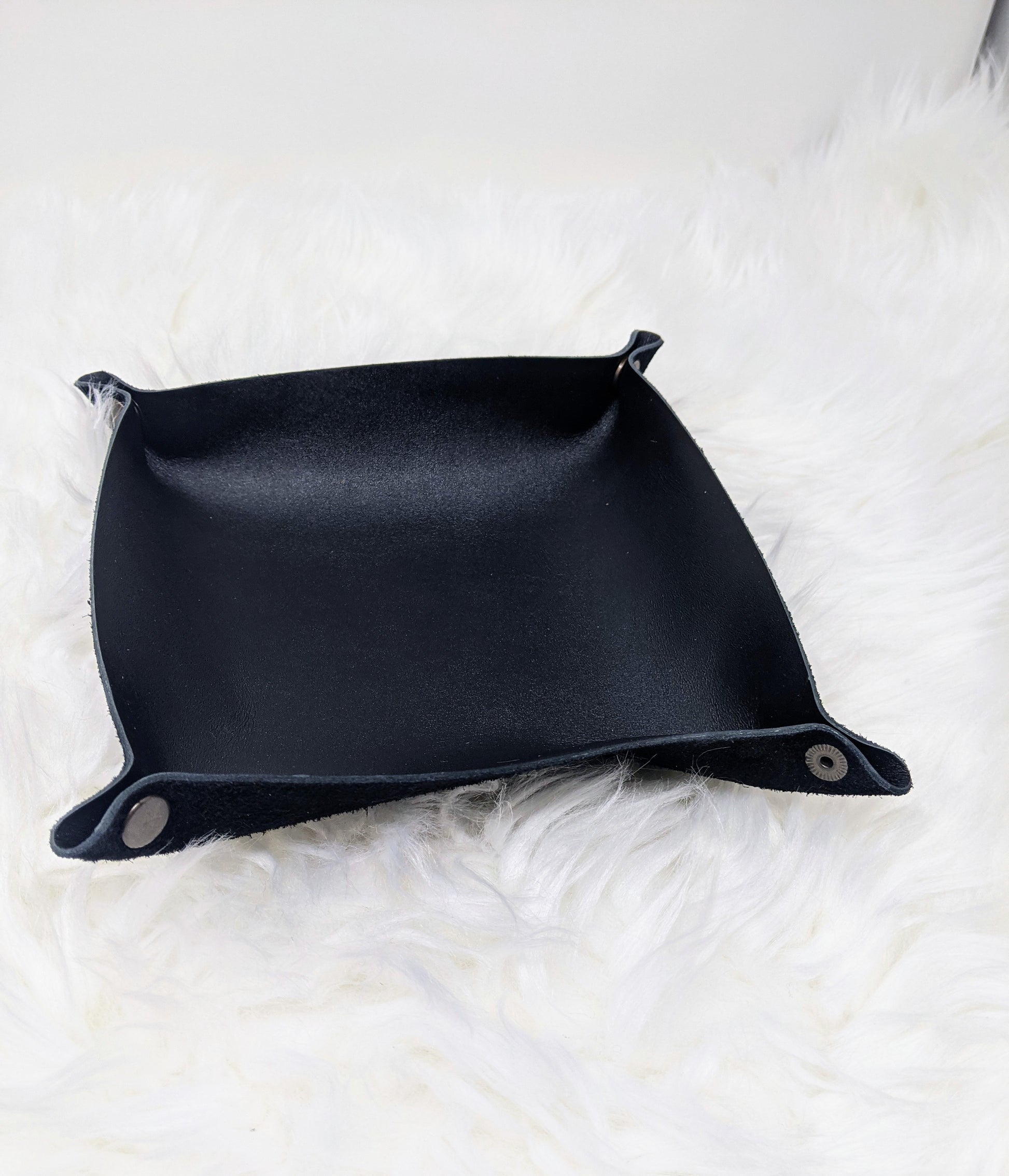 black leather catchall tray