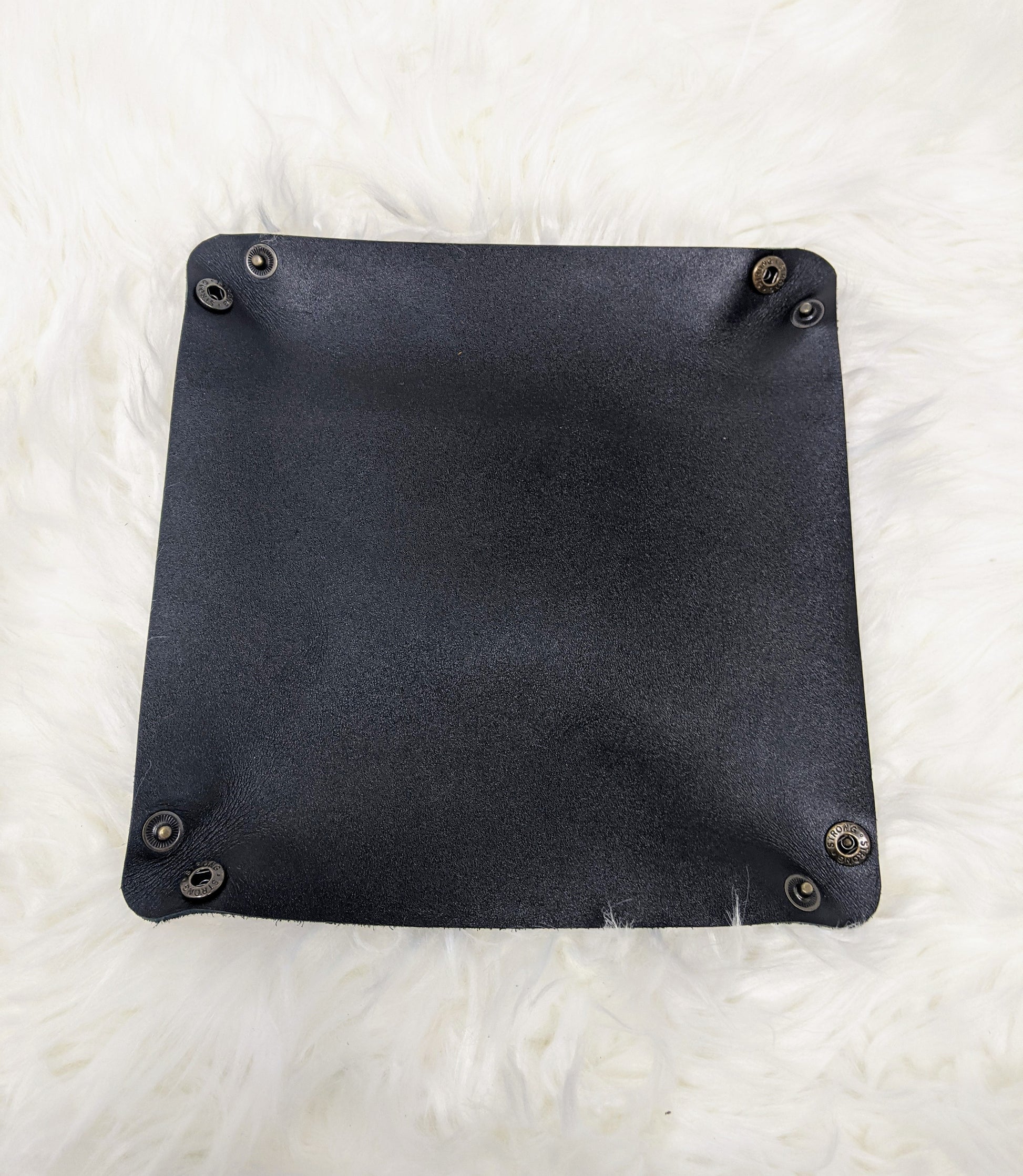 black leather catchall tray