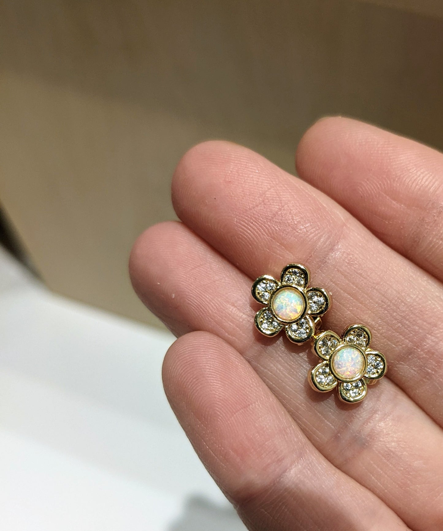 Opal Flower Studs