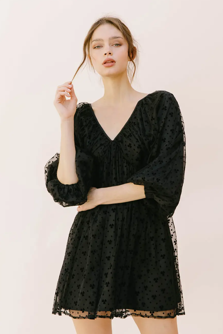 Black Clover Print Mini Dress