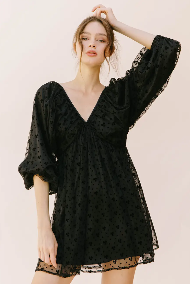 Black Clover Print Mini Dress