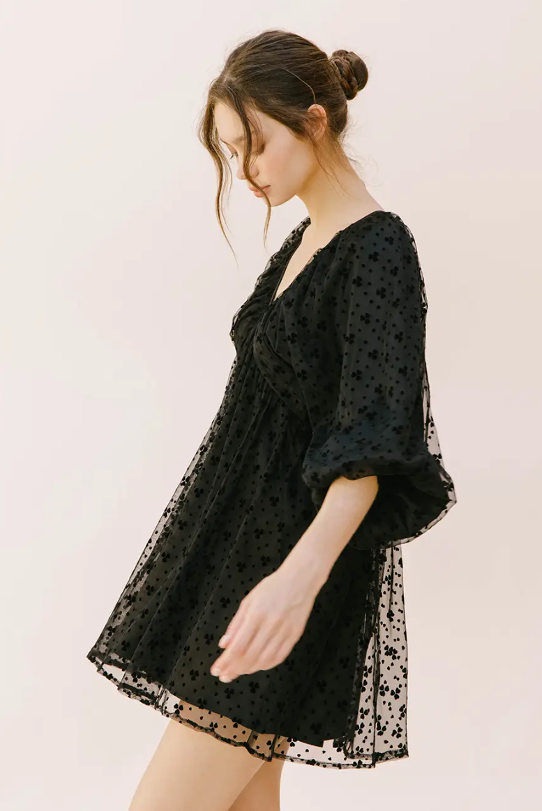 Black Clover Print Mini Dress