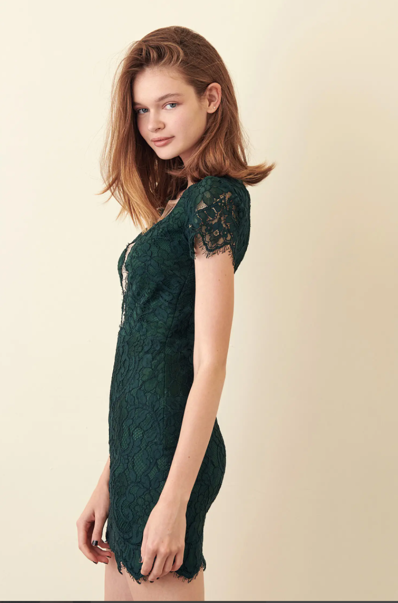 Emerald Lace Cutout Dress