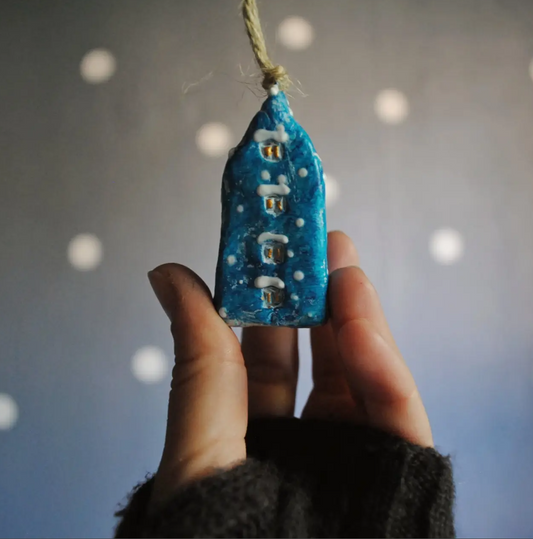 Winter Snow Miniature House Ornament
