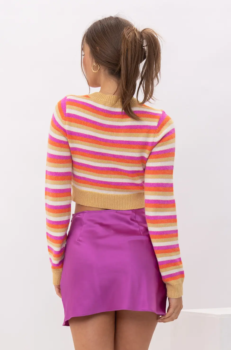 Neon Jeweled Striped Sweater