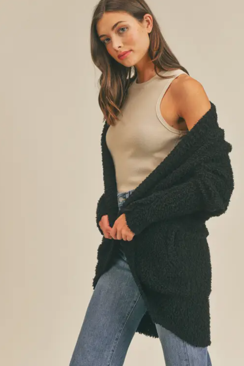 Black Fuzzy Cardigan