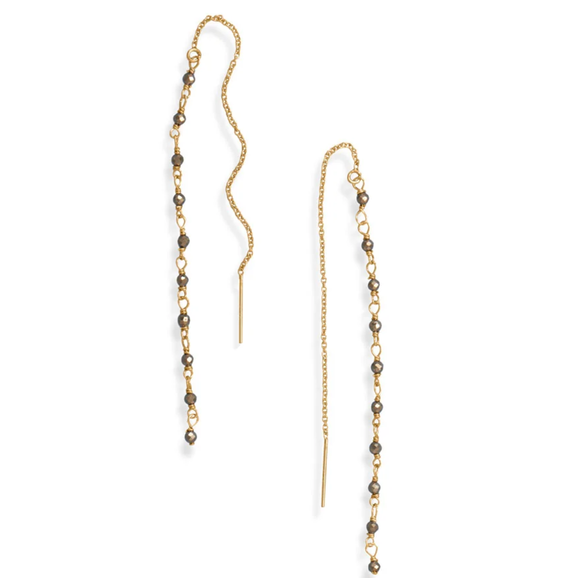 Gold Filled Pyrite Threader Earrings