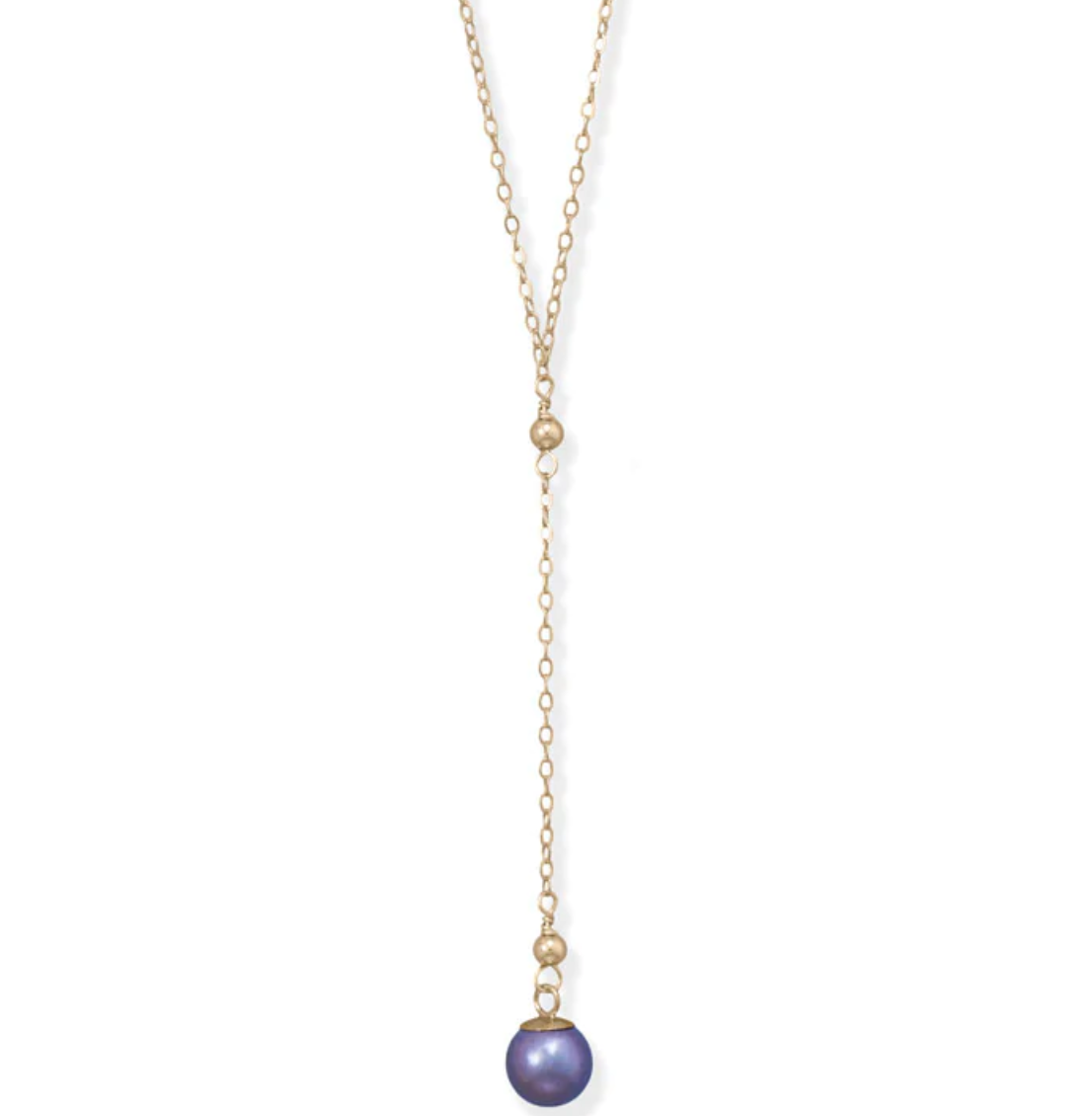 Gold Filled Black Pearl Lariat Necklace