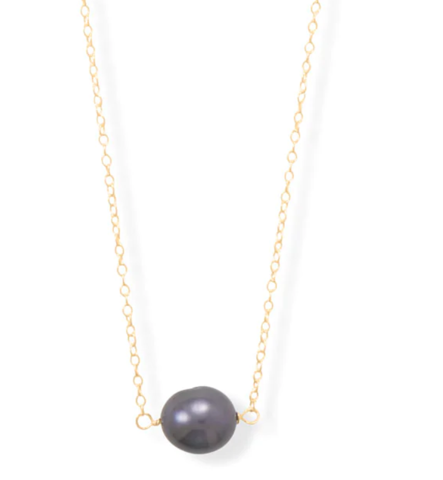 Gold Filled Black Pearl Necklace