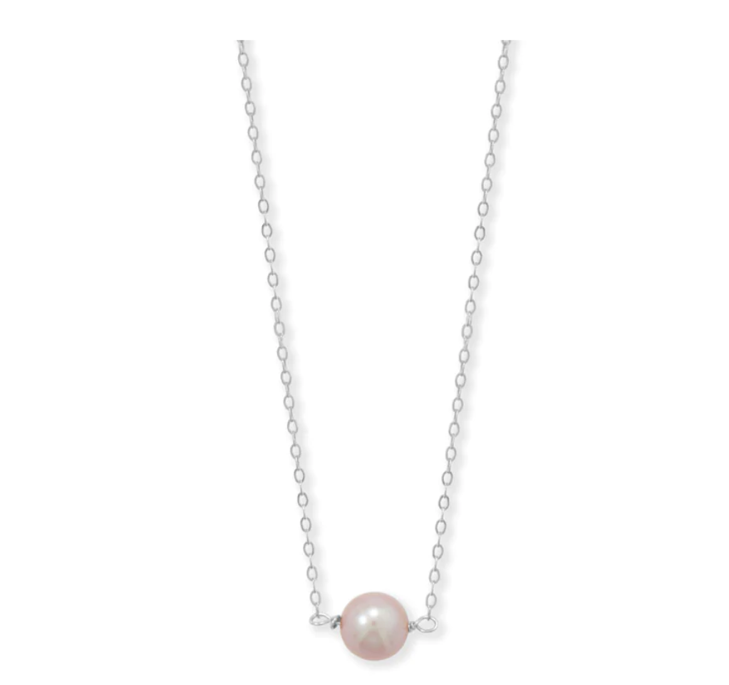 Silver Pink Pearl Necklace