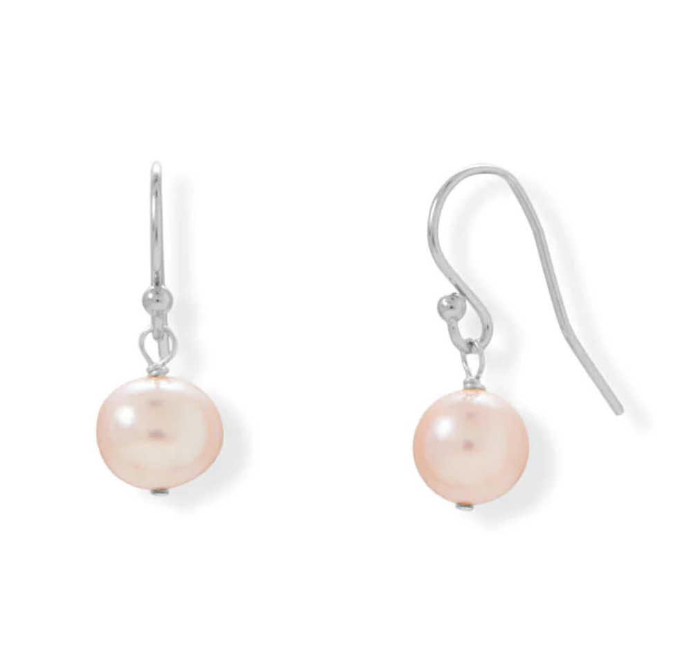 Silver Pink Pearl Earrings
