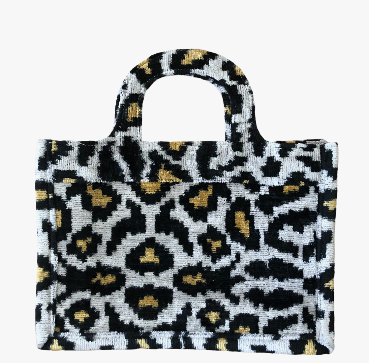 Leopard Print Silk Velvet Ikat Small Tote Bag