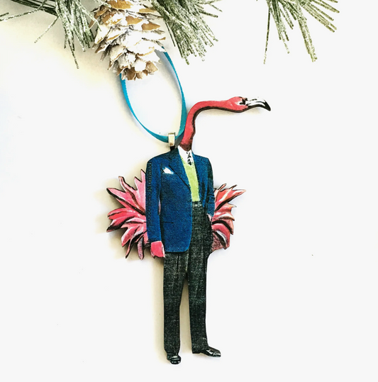 Flamingo Man Christmas Ornament